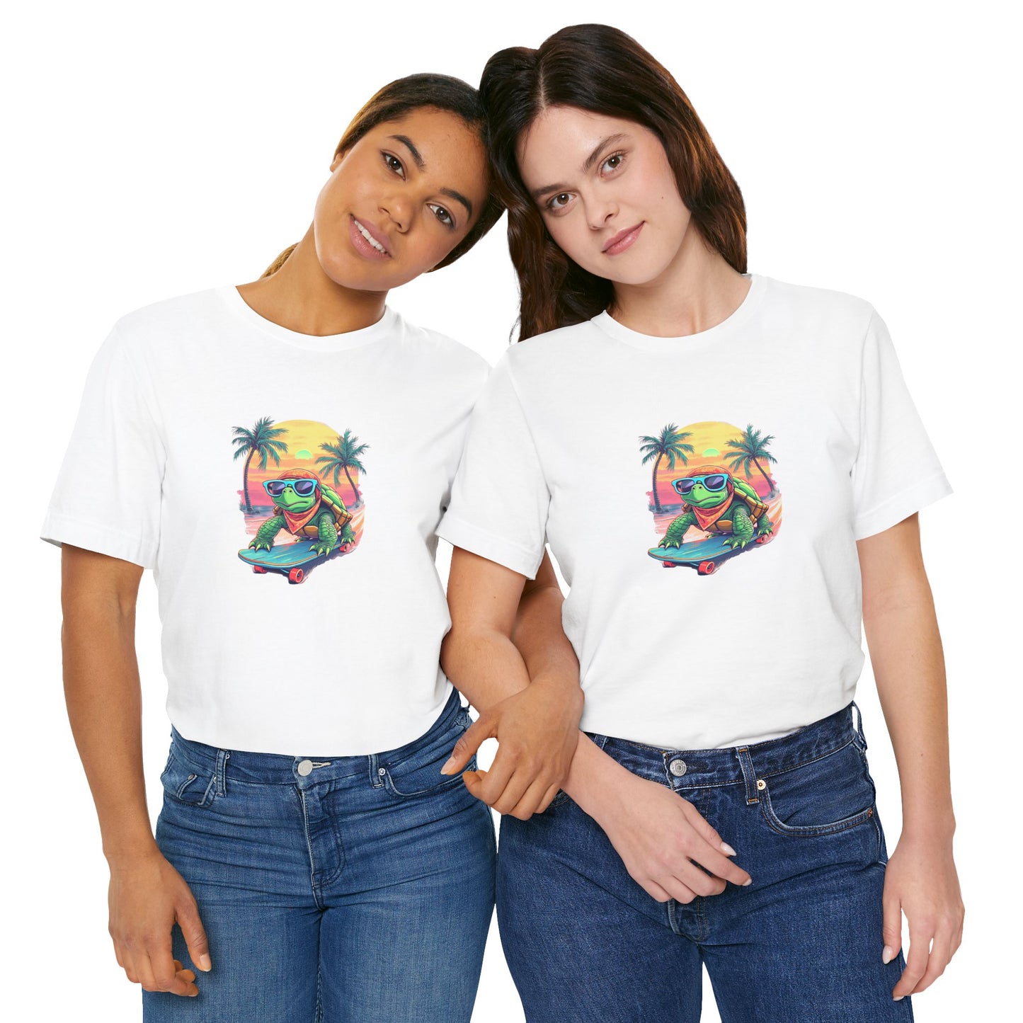 Cartoon Turtle Surf Unisex Tee