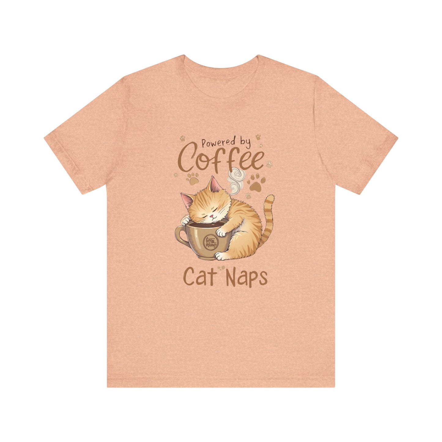 Cute Cat Sleeping on Coffee Cup T-Shirt