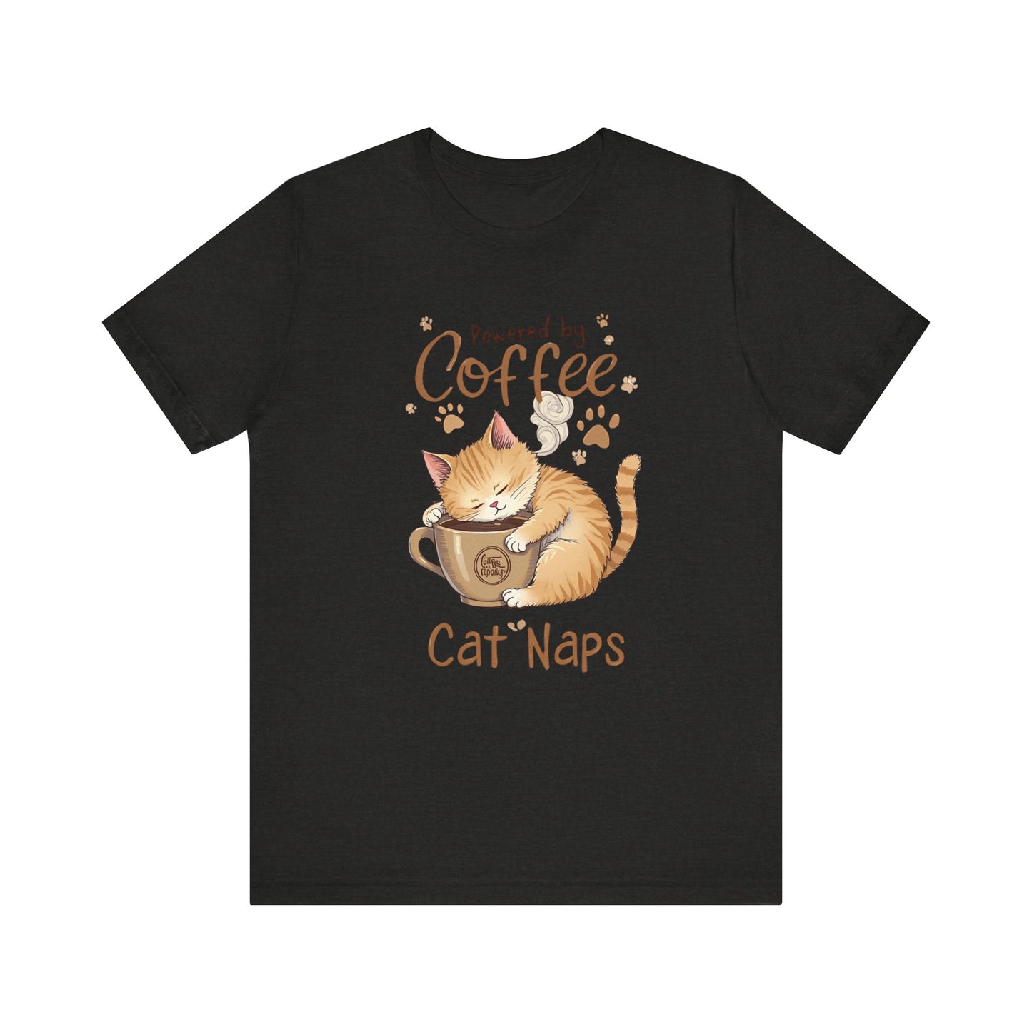 Cute Cat Sleeping on Coffee Cup T-Shirt