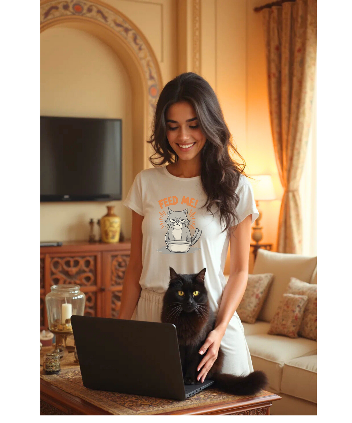 Funny Cat FEED ME T-Shirt