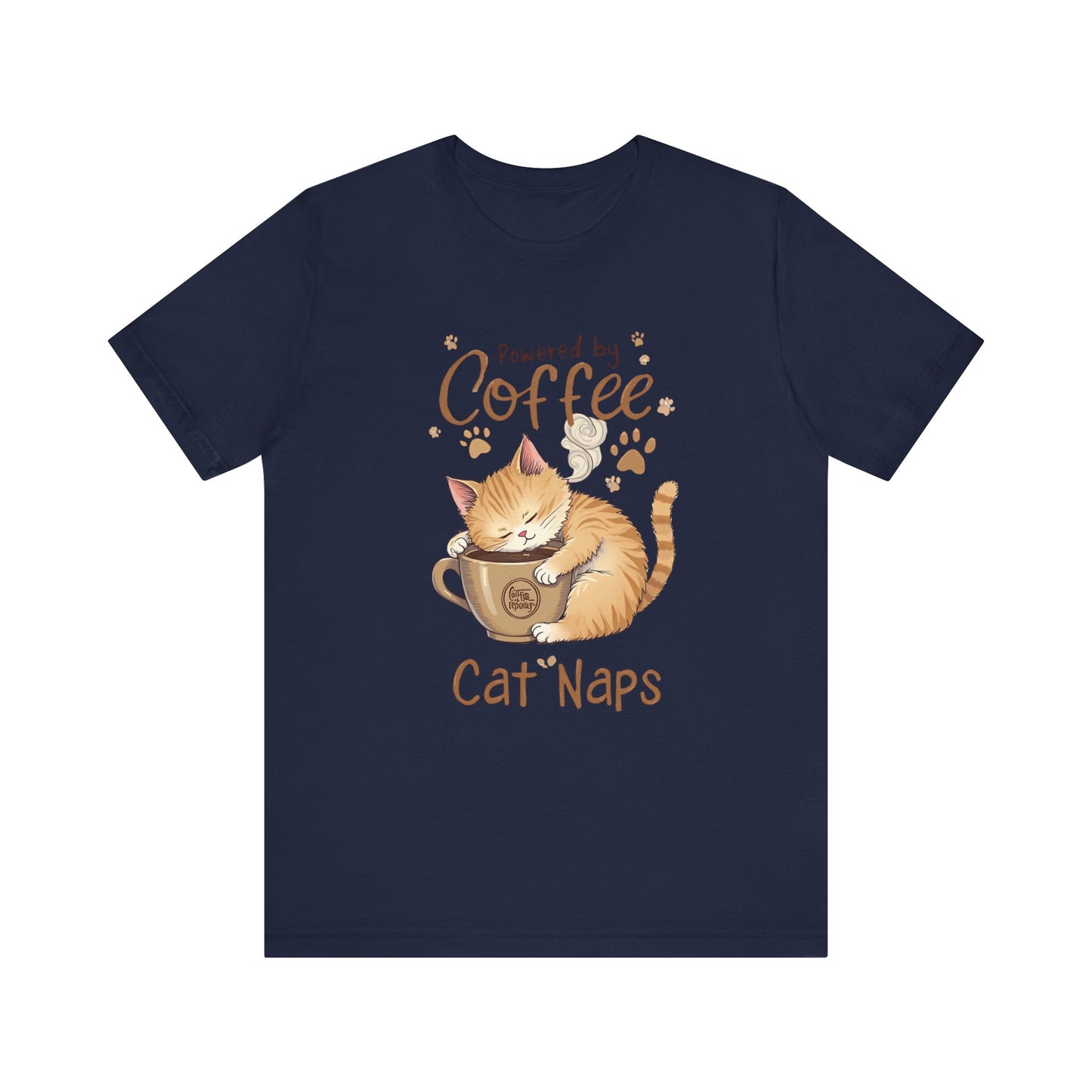Cute Cat Sleeping on Coffee Cup T-Shirt