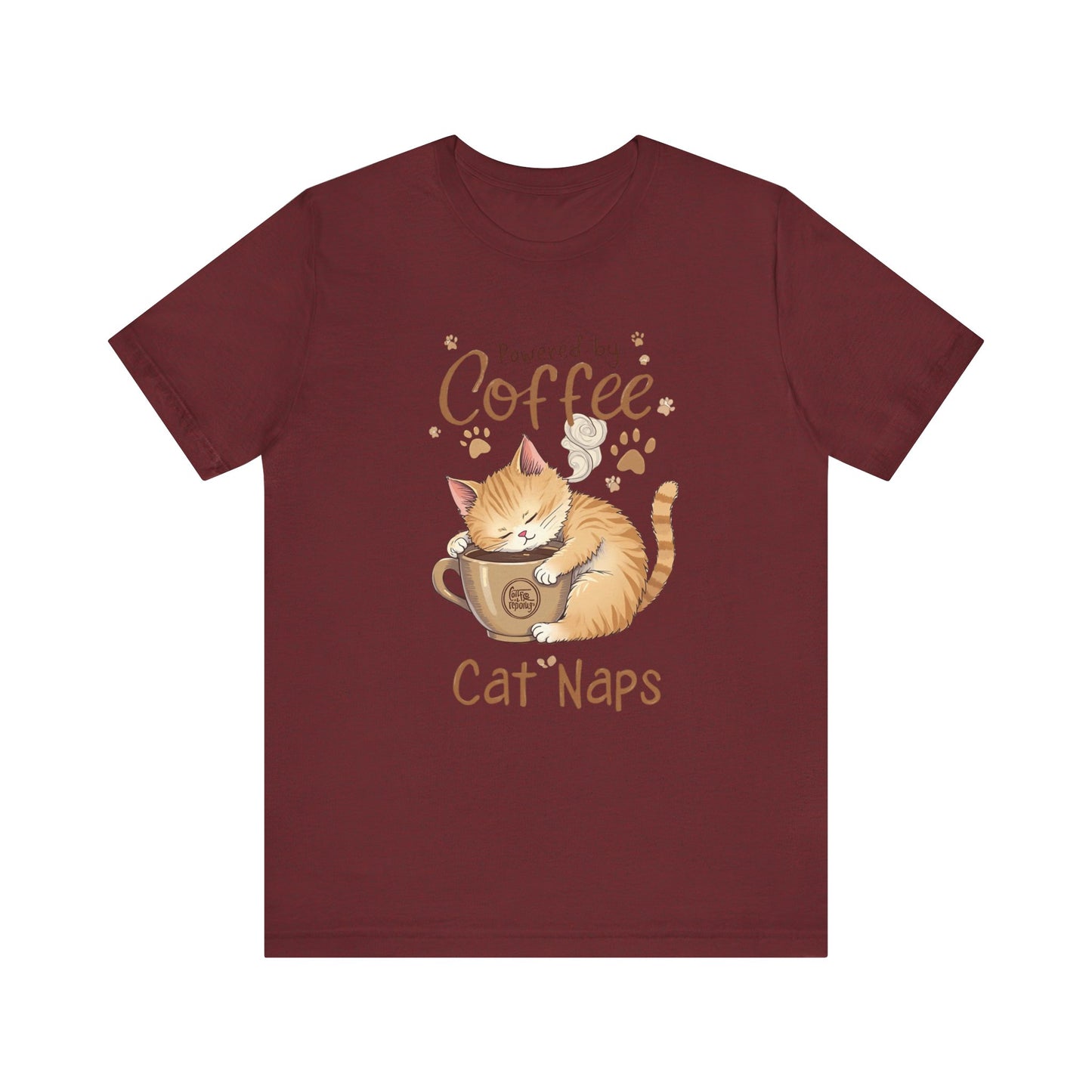 Cute Cat Sleeping on Coffee Cup T-Shirt