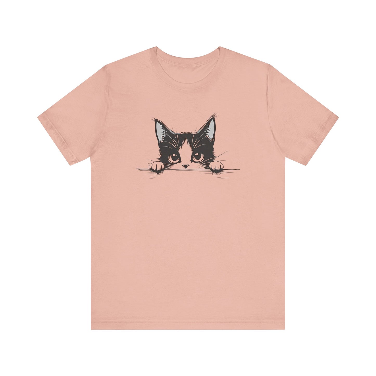 Cute Cat Peeking Graphic T-Shirt