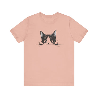 Cute Cat Peeking Graphic T-Shirt