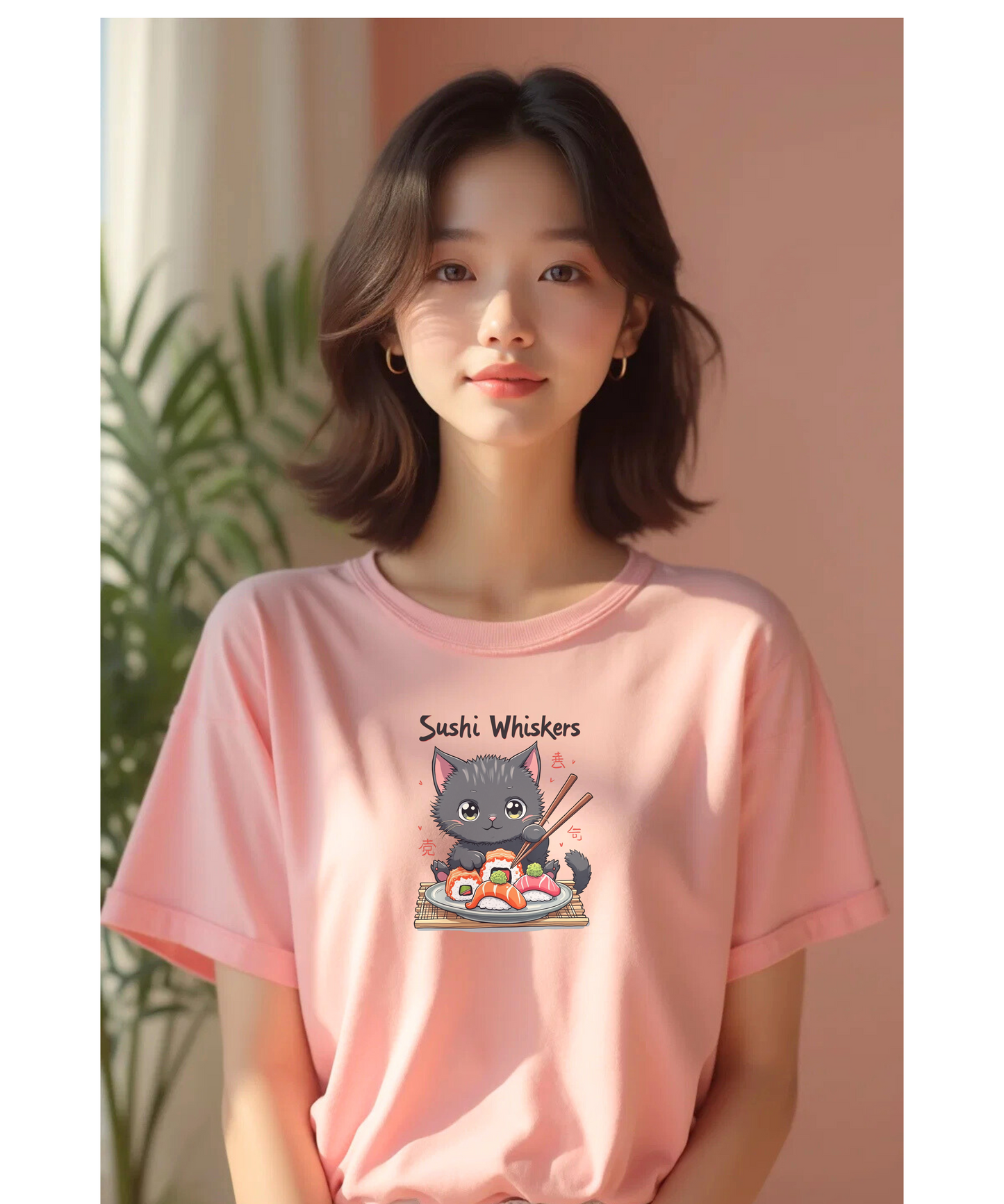 Cute Cat Eating Sushi T-Shirt