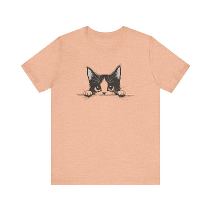 Cute Cat Peeking Graphic T-Shirt