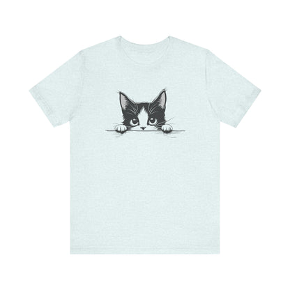 Cute Cat Peeking Graphic T-Shirt