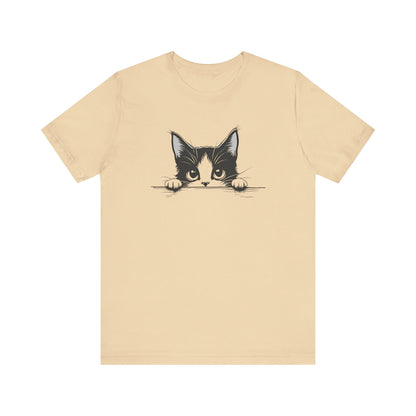 Cute Cat Peeking Graphic T-Shirt