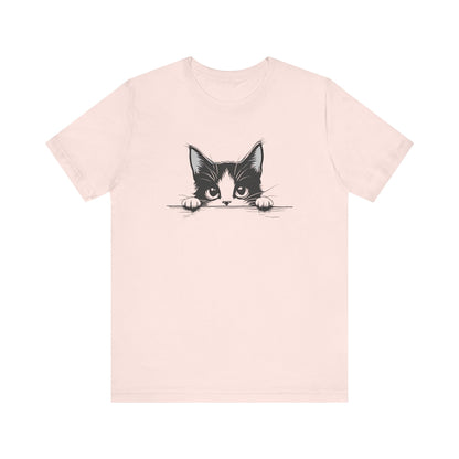 Cute Cat Peeking Graphic T-Shirt