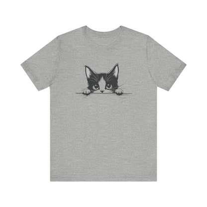 Cute Cat Peeking Graphic T-Shirt