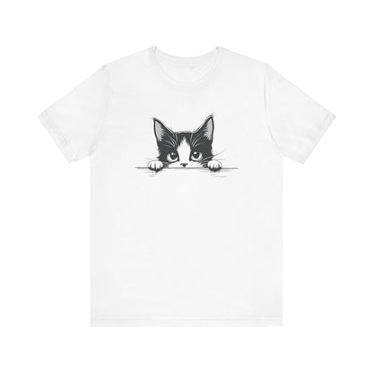 Cute Cat Peeking Graphic T-Shirt