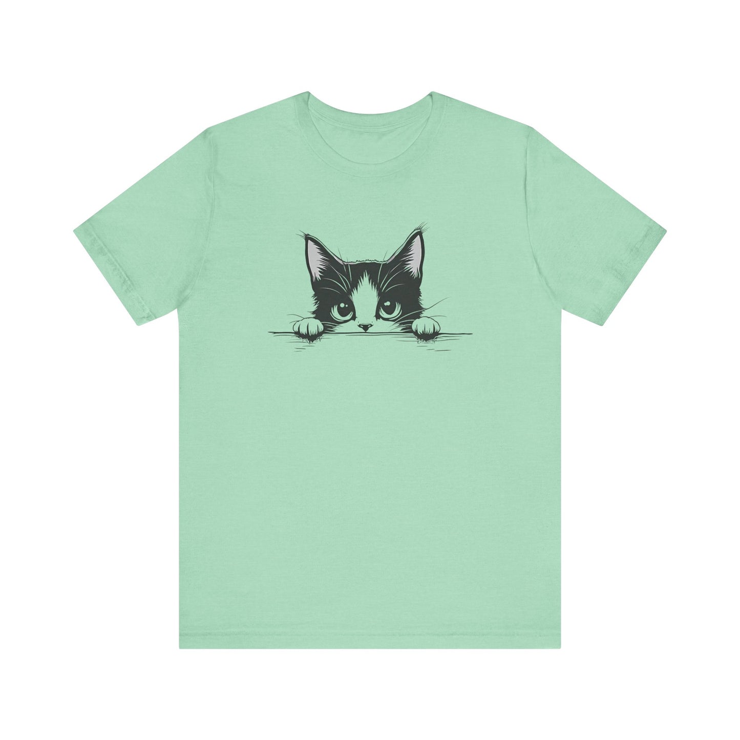 Cute Cat Peeking Graphic T-Shirt