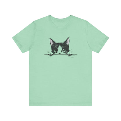 Cute Cat Peeking Graphic T-Shirt