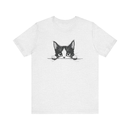 Cute Cat Peeking Graphic T-Shirt