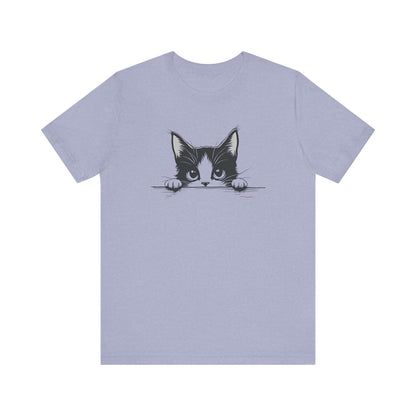 Cute Cat Peeking Graphic T-Shirt