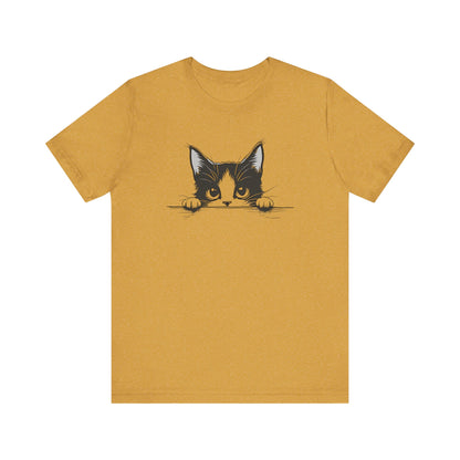 Cute Cat Peeking Graphic T-Shirt