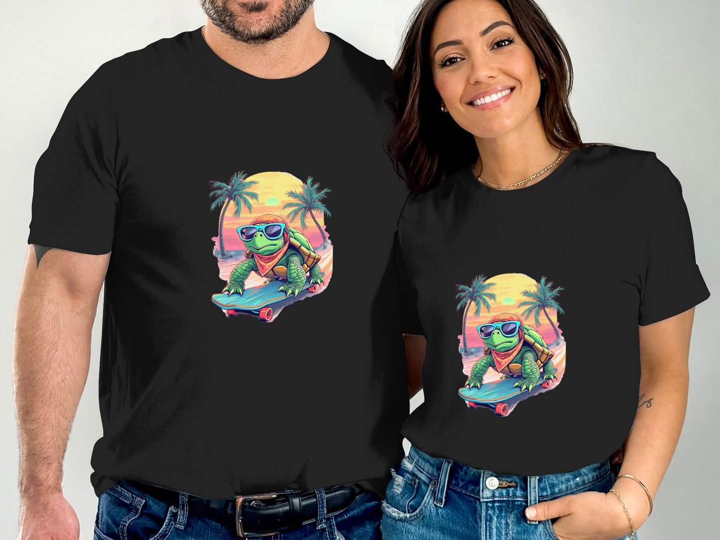 Cartoon Turtle Surf Unisex Tee