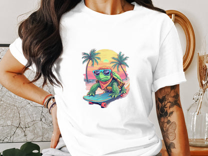 Cartoon Turtle Surf Unisex Tee