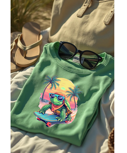 Cartoon Turtle Surf Unisex Tee